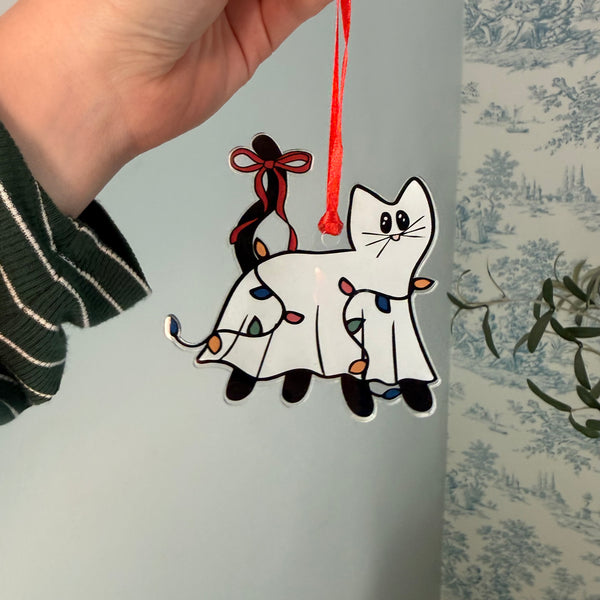 Acrylic Ghost Kitty Ornament