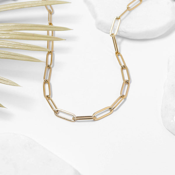 18K Gold PVD Stainless Steel Paperclip Chain Necklace