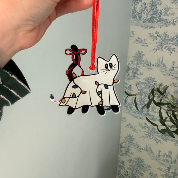 Acrylic Ghost Kitty Ornament