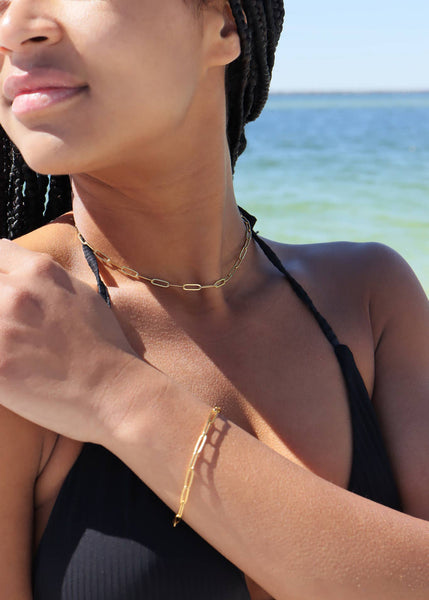 18K Gold PVD Stainless Steel Paperclip Chain Necklace