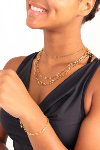 18K Gold PVD Stainless Steel Paperclip Chain Necklace