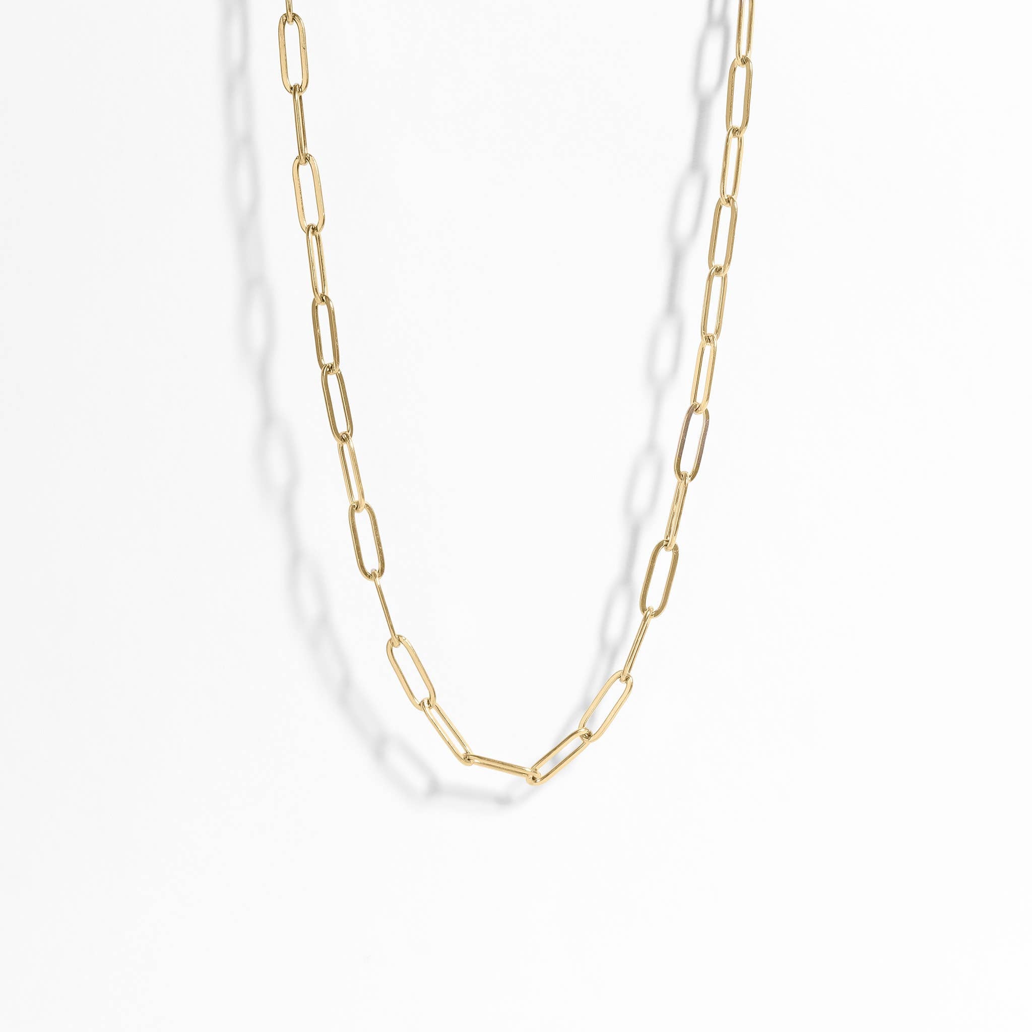 18K Gold PVD Stainless Steel Paperclip Chain Necklace