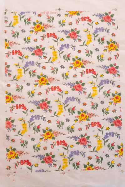 Available 9.21.26 Floral Garden Cross-stitch Underglaze Transfer