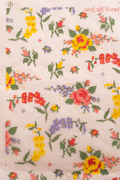 Available 9.21.26 Floral Garden Cross-stitch Underglaze Transfer