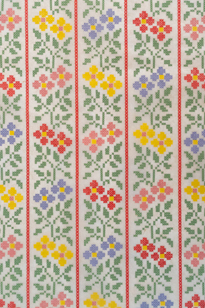 Available 9.21.26 Floral Rows Cross-stitch Underglaze Transfer