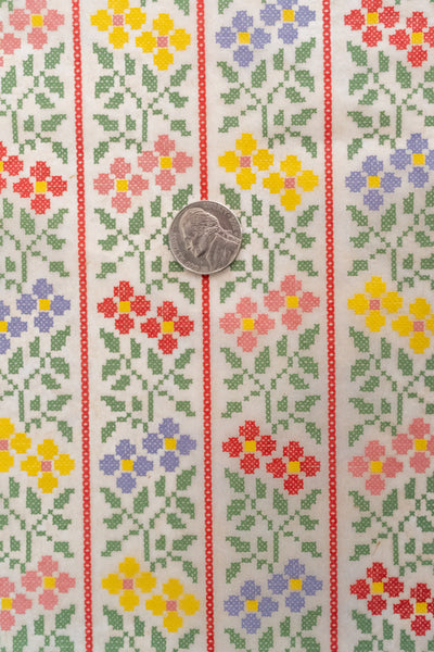 Available 9.21.26 Floral Rows Cross-stitch Underglaze Transfer