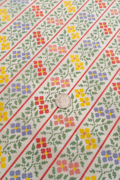 Available 9.21.26 Floral Rows Cross-stitch Underglaze Transfer