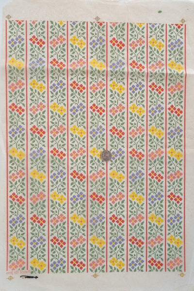 Available 9.21.26 Floral Rows Cross-stitch Underglaze Transfer