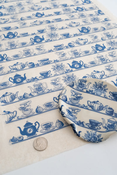 Available 9.21.26 Tea Cabinet Underglaze Transfer Blue
