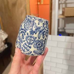 Scandi Blue Floral Bud Vase