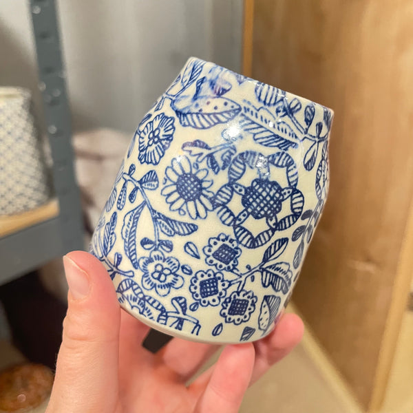 Scandi Blue Floral Bud Vase