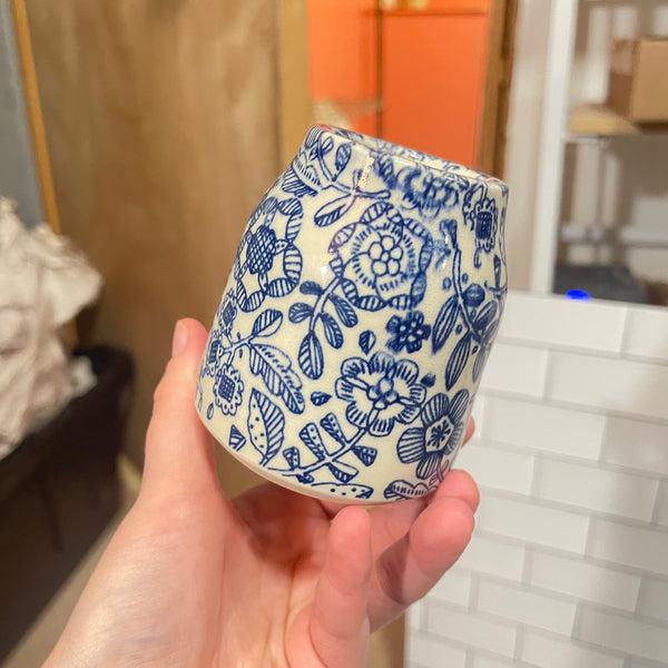 Scandi Blue Floral Bud Vase