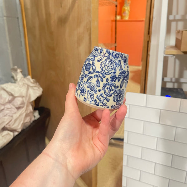 Scandi Blue Floral Bud Vase