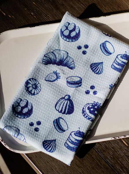 Croissant and Treats Waffle Knit Tea Towel
