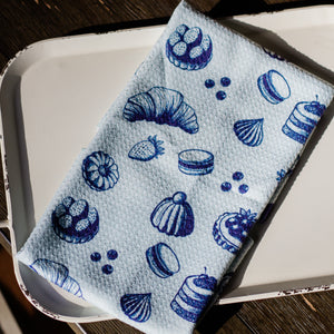 Croissant and Treats Waffle Knit Tea Towel