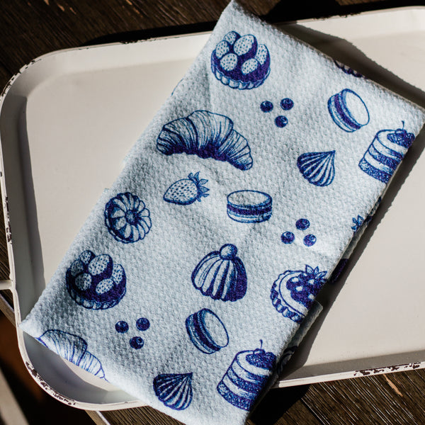 Croissant and Treats Waffle Knit Tea Towel