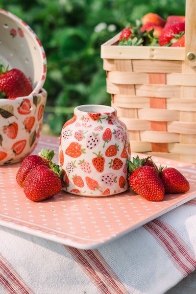 A Strawberry Doodle Bud Vase