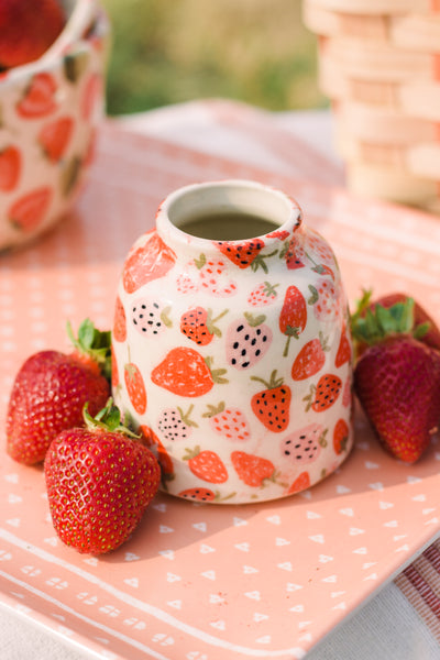 A Strawberry Doodle Bud Vase