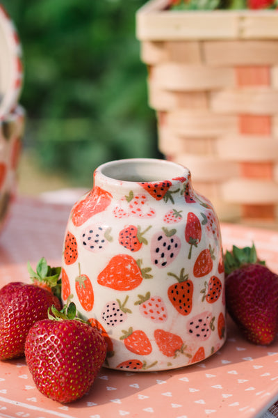 A Strawberry Doodle Bud Vase