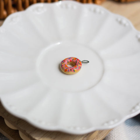 Donut with Pink Frosting and Sprinkles Charm