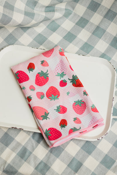 Strawberry Waffle Knit tea Towel