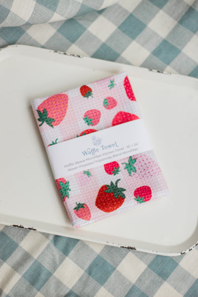 Strawberry Waffle Knit tea Towel