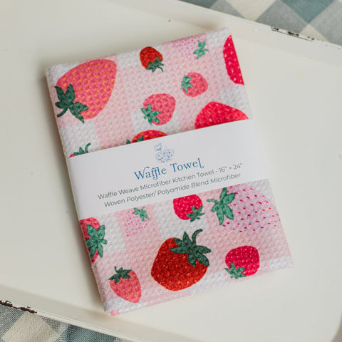 Strawberry Waffle Knit tea Towel