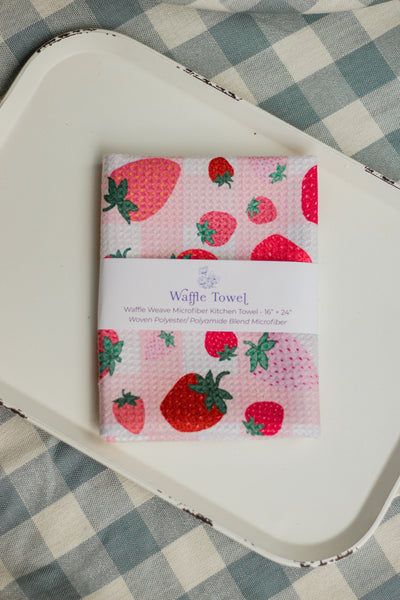 Strawberry Waffle Knit tea Towel