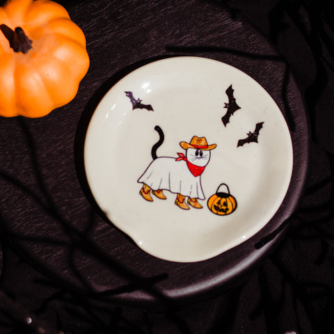 Cowboy Ghost Cat Spoon Rest