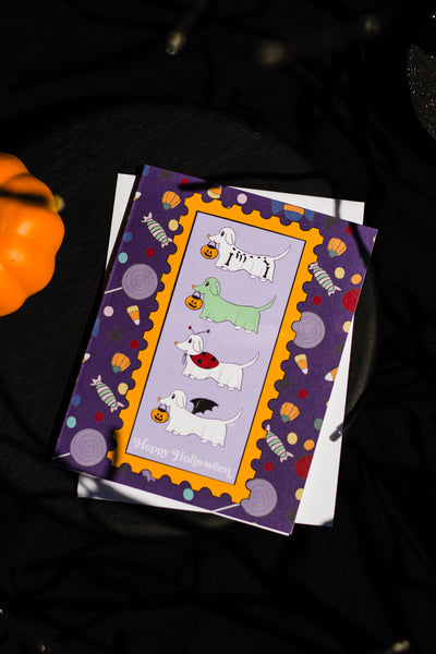 Ghost Dog in Costumes Greeting Card