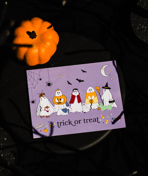 Ghosties on Trick or Treat Night Greeting Card