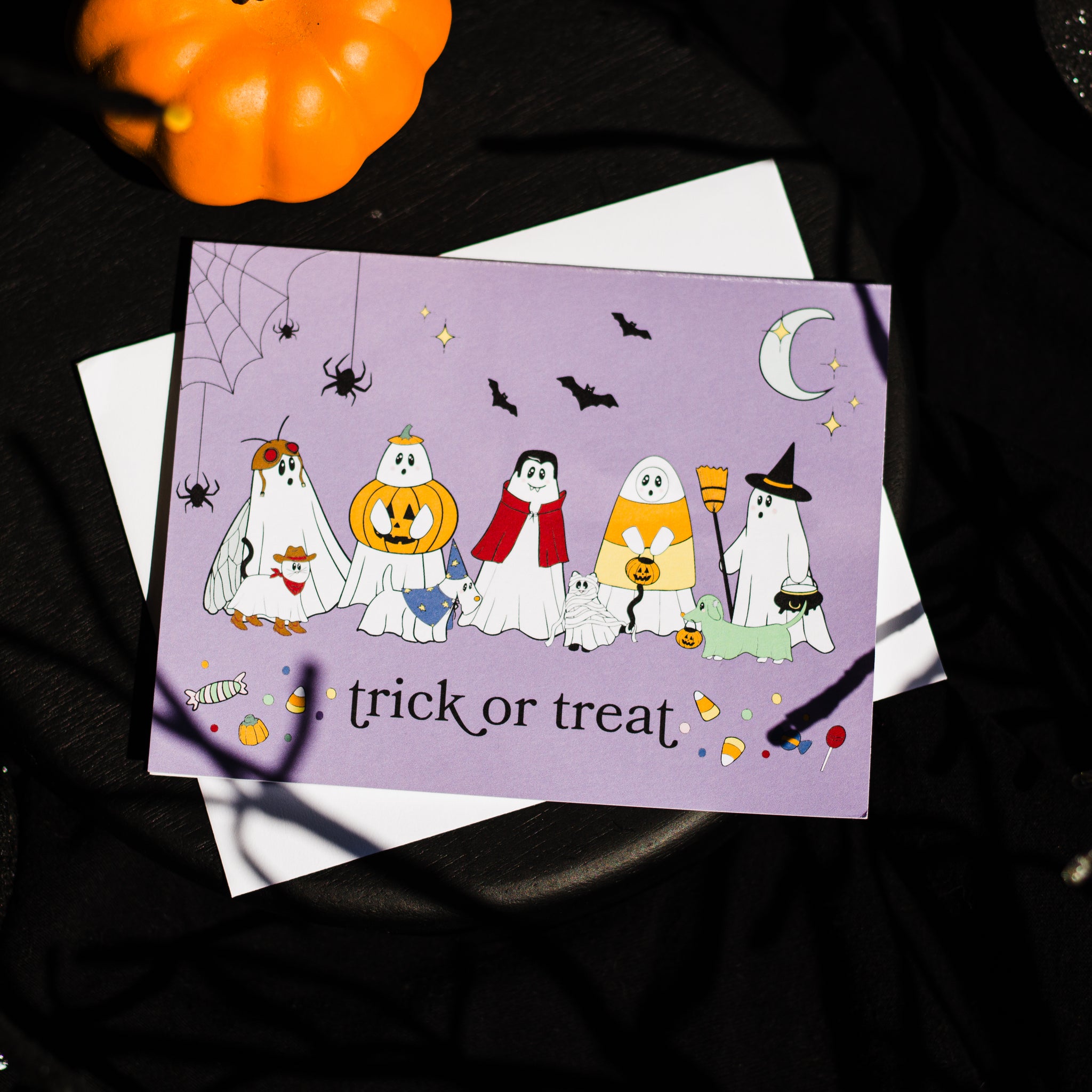 Ghosties on Trick or Treat Night Greeting Card