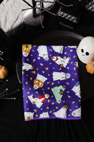 Ghosties in Costume Waffle Knit Tea Towel