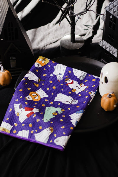 Ghosties in Costume Waffle Knit Tea Towel