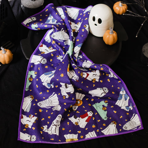Ghosties in Costume Waffle Knit Tea Towel