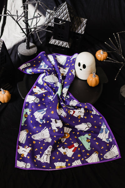 Ghosties in Costume Waffle Knit Tea Towel