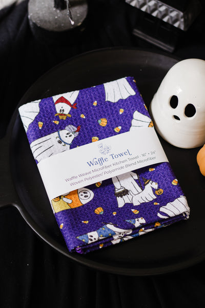 Ghosties in Costume Waffle Knit Tea Towel