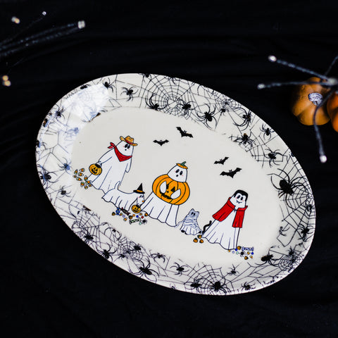Ghost Pumpkin and Friends Serving Platter