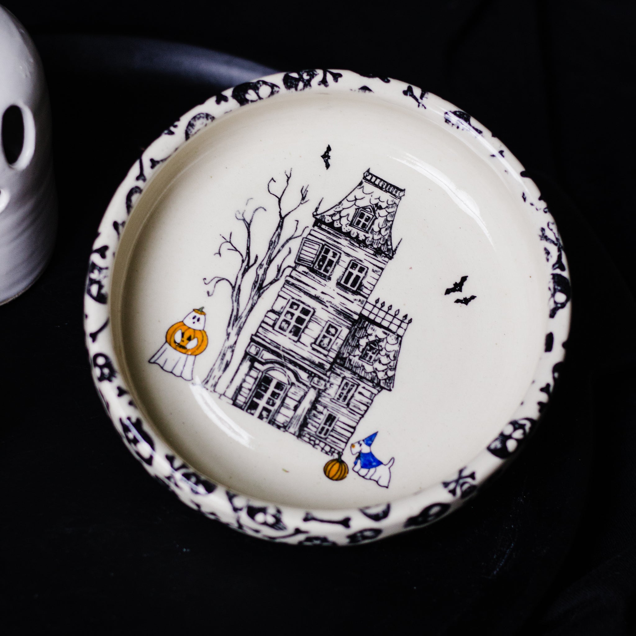 Pumpkin Ghost and Haunted Hose Pasta Bowl