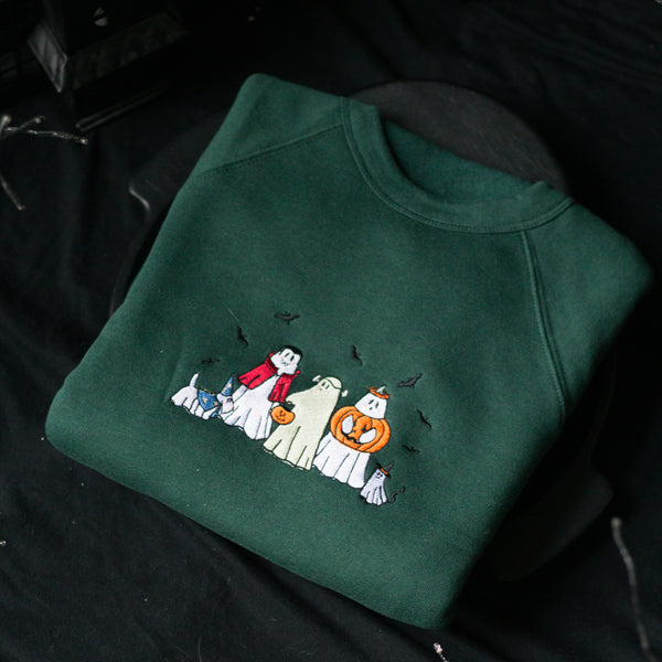 Ghosties in Costume Embroidered Crewneck