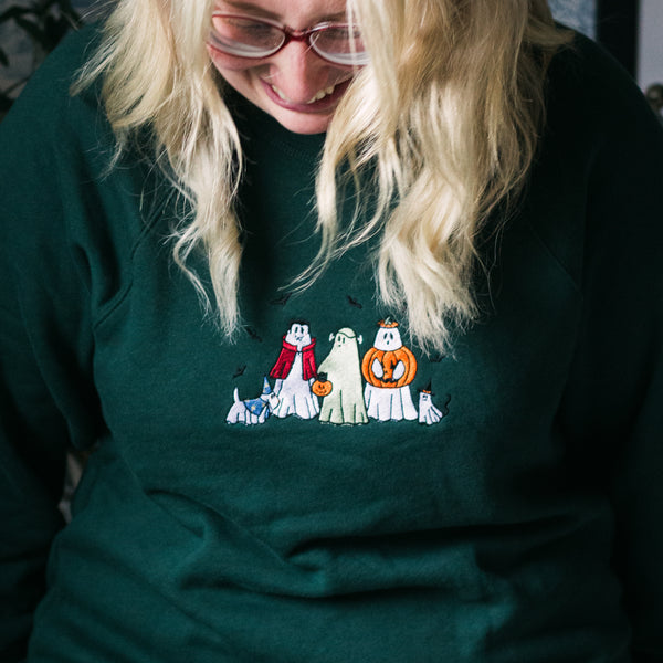 Ghosties in Costume Embroidered Crewneck