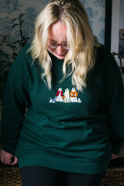 Ghosties in Costume Embroidered Crewneck