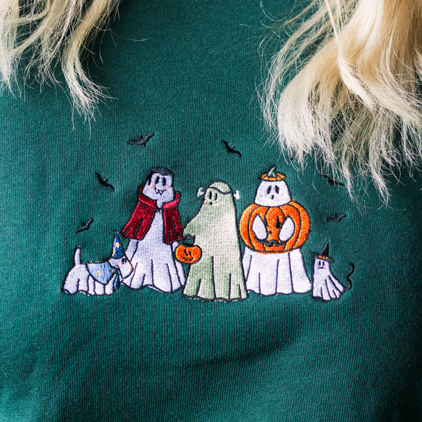 Ghosties in Costume Embroidered Crewneck