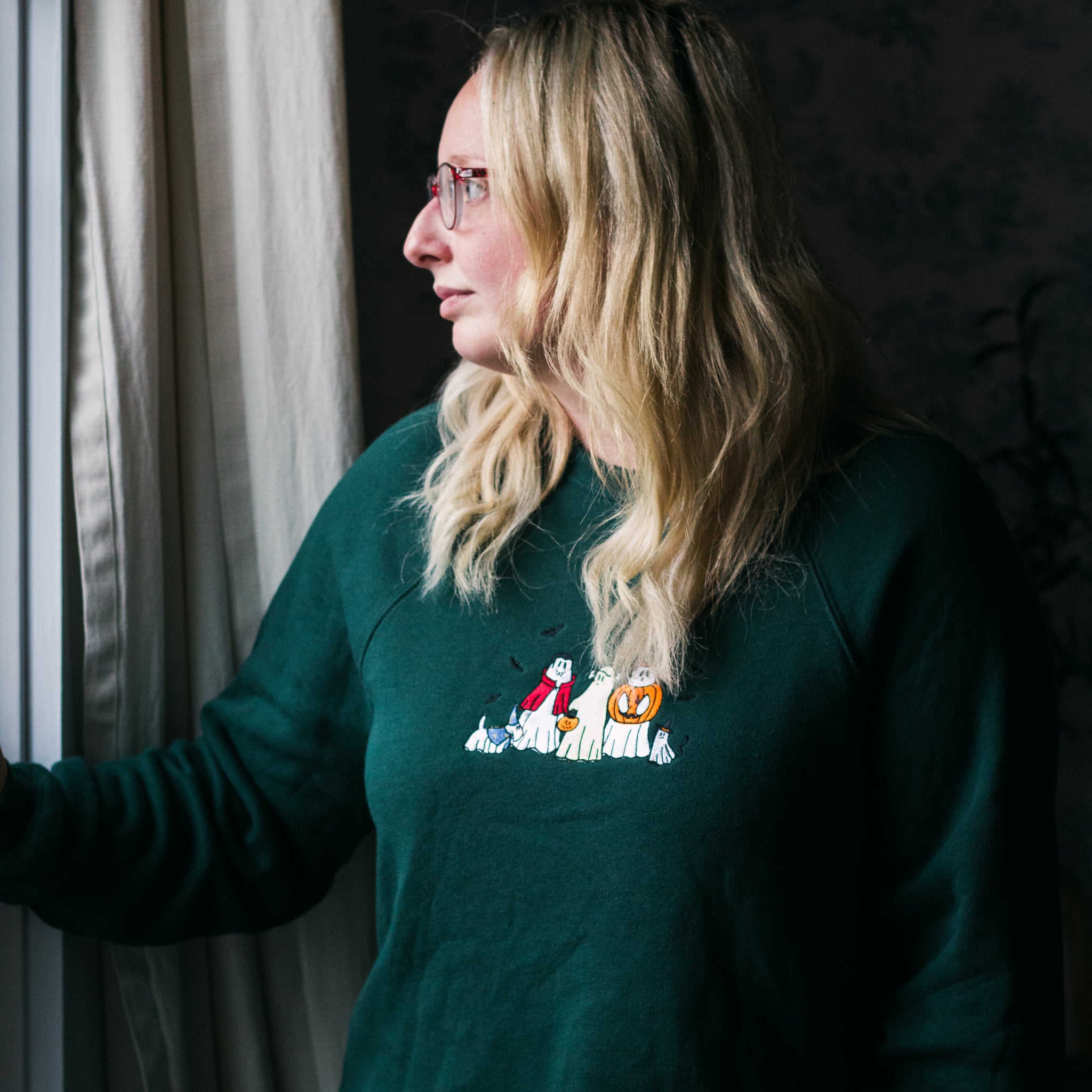 Ghosties in Costume Embroidered Crewneck