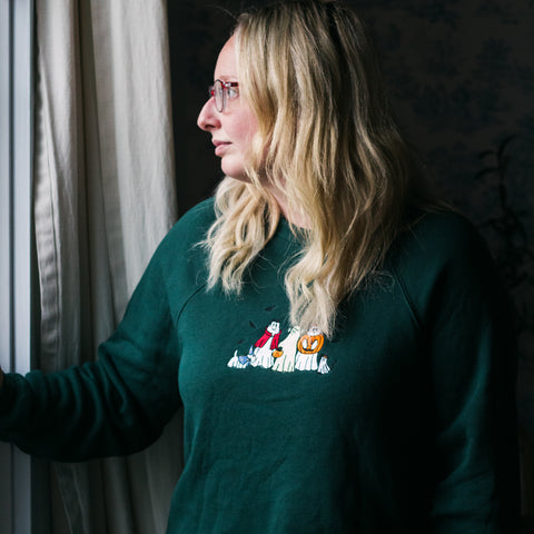 Ghosties in Costume Embroidered Crewneck