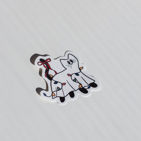 Ghost Christmas Kitty Sticker