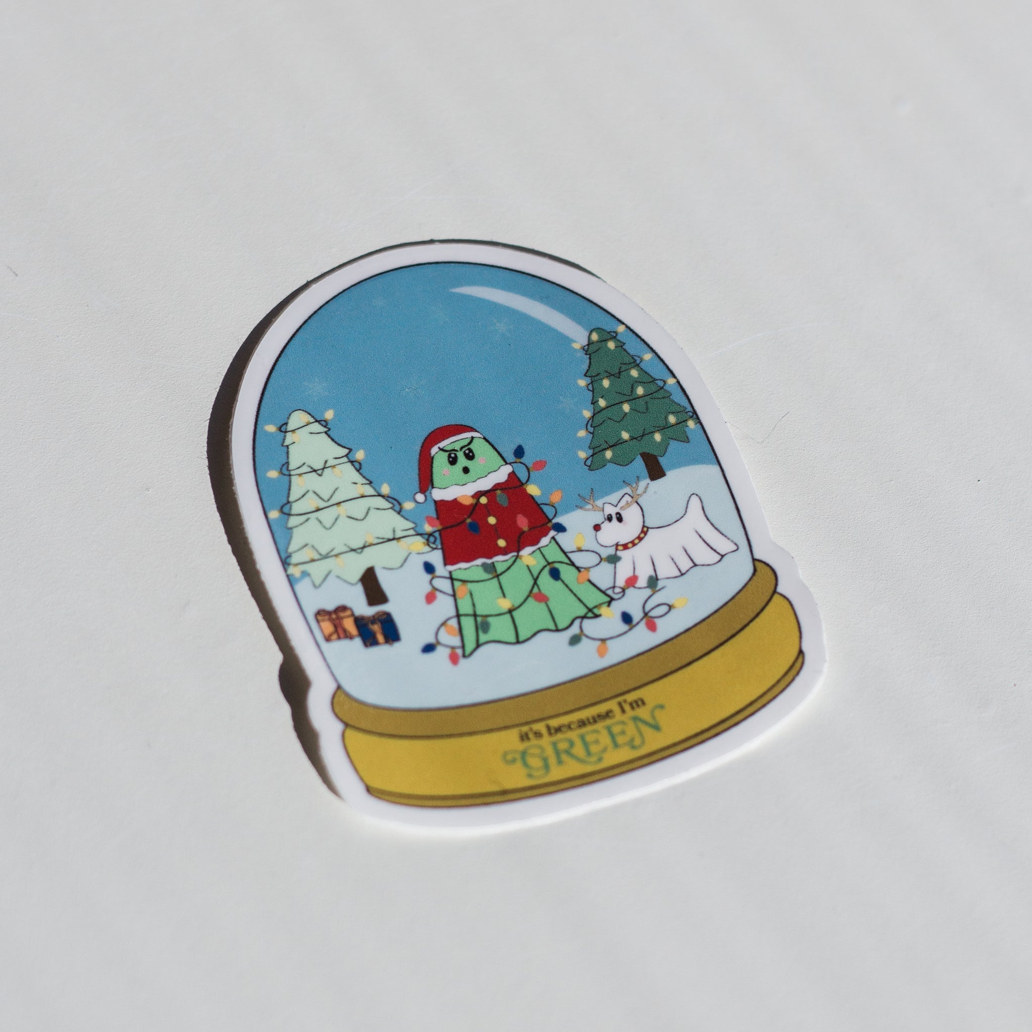 Ghost Its Because I'm Green Inspired Snow Globe Sticker