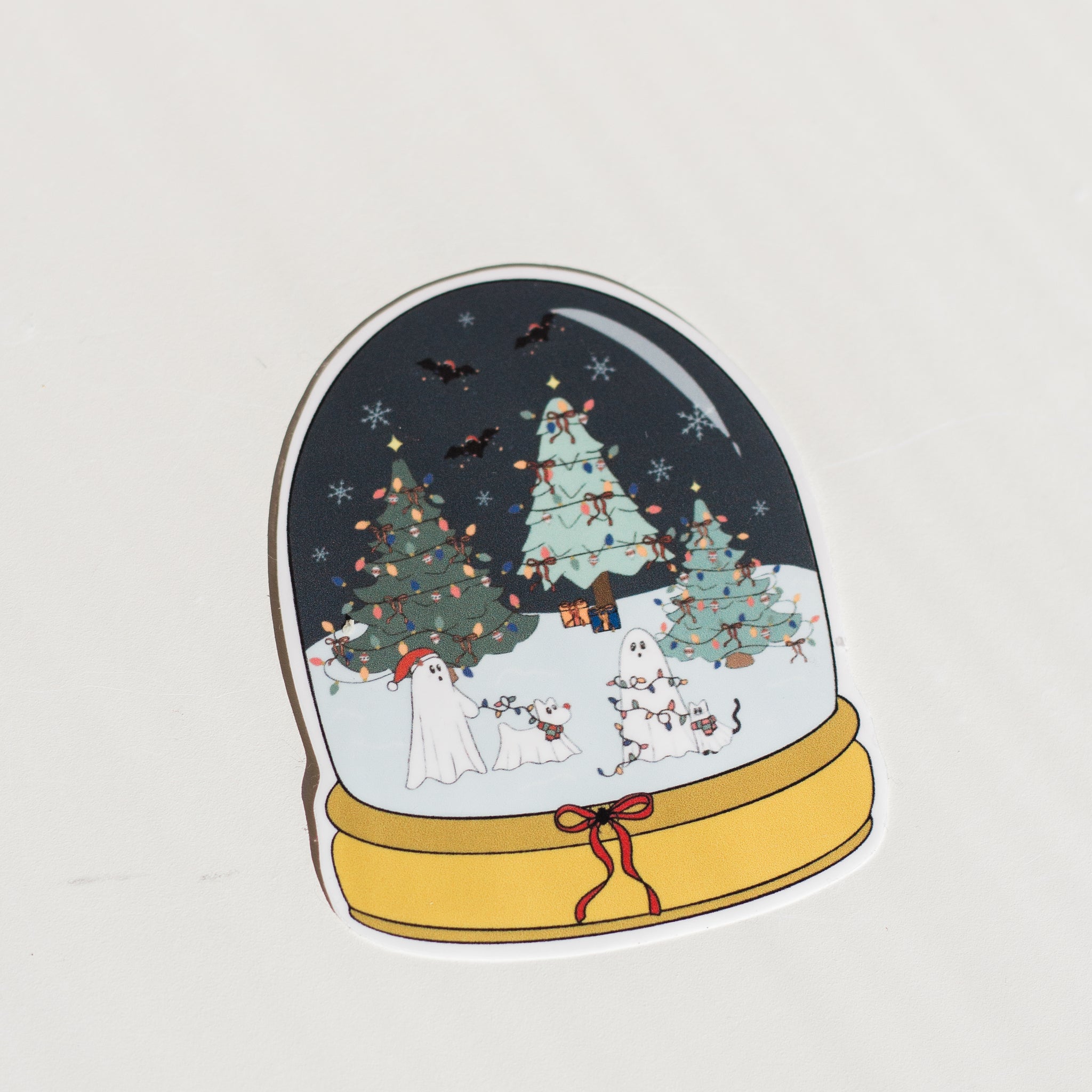 Ghost Christmas Snow Globe Sticker