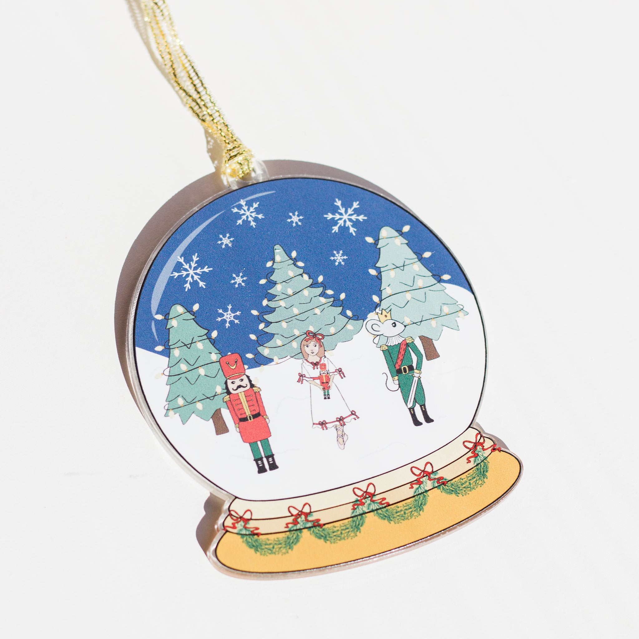 Acrylic Nutcracker Snow Globe Ornament