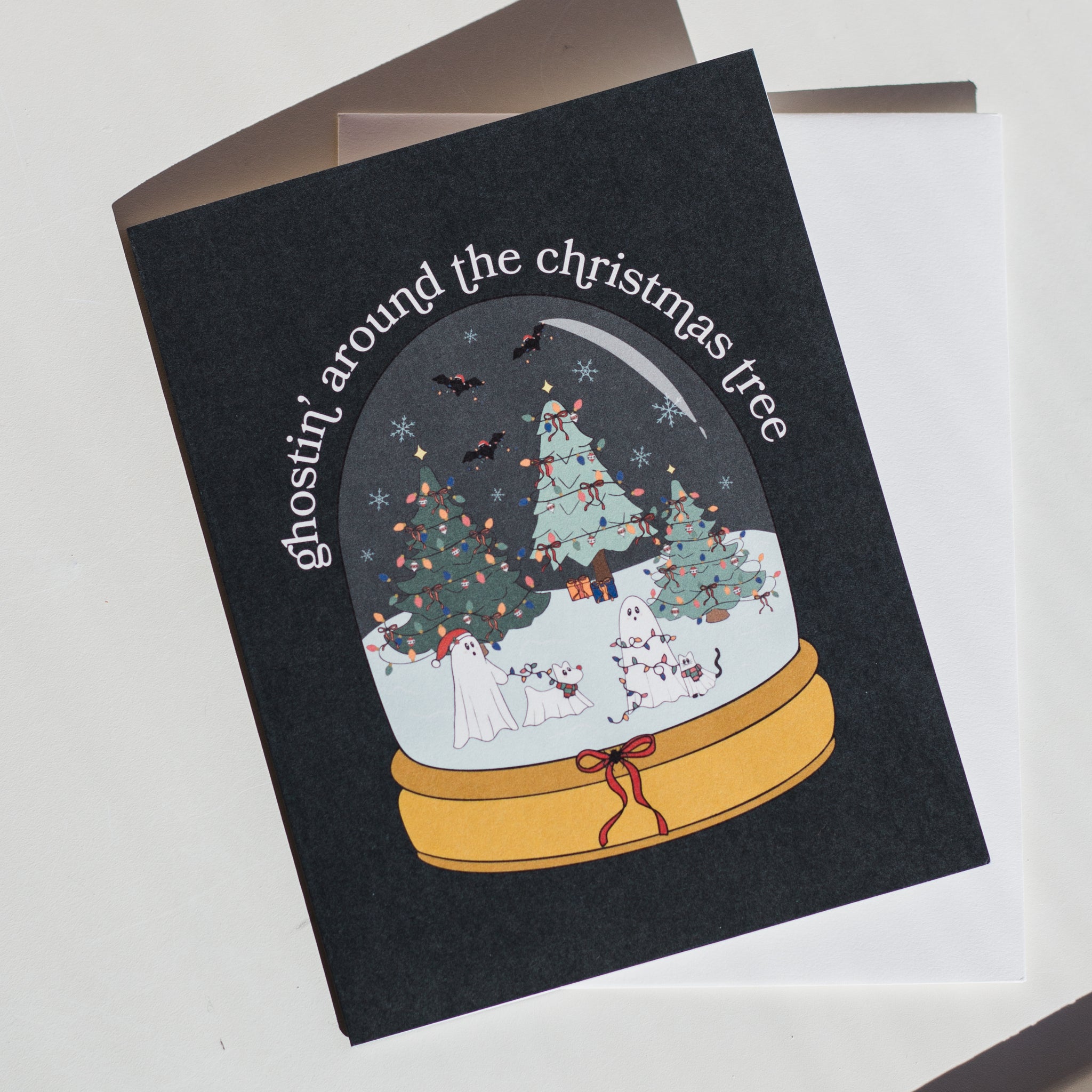 Ghost Christmas Snow Globe Card